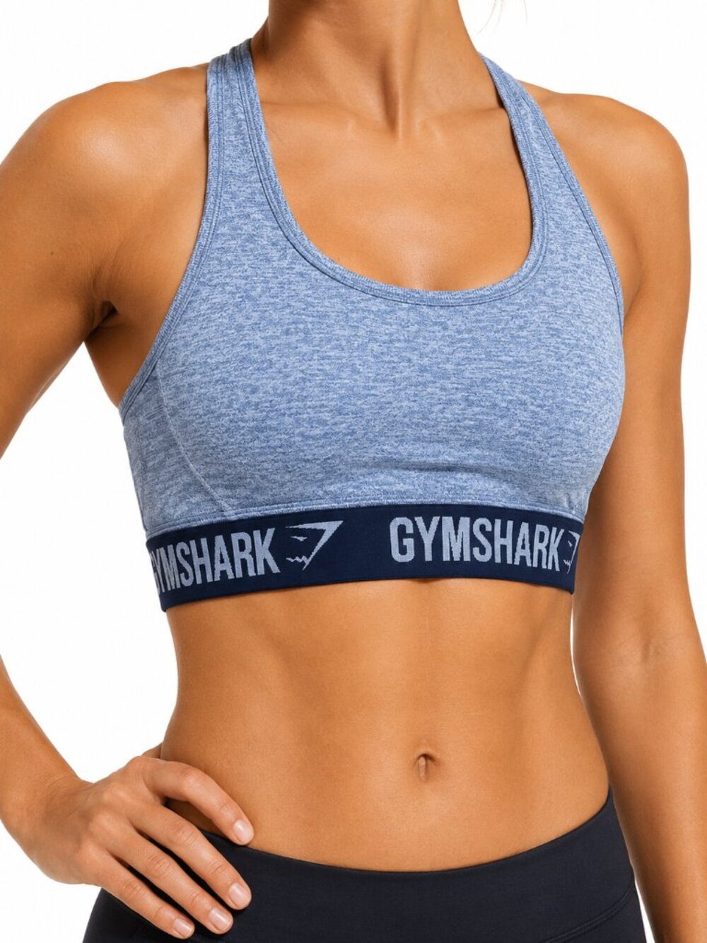 Gymshark Gray & Navy Seamless Racerback Sports Bra
